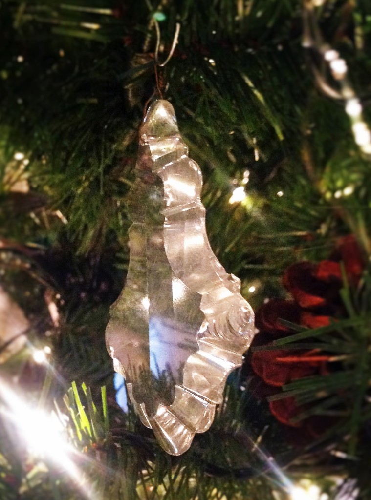Beautiful crystal ornaments are made from old chandelier parts